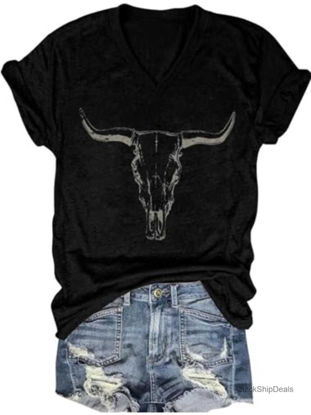 Women's V-Neck Dragonfly Graphic T-Shirt Cotton Short Sleeve Boho Tee